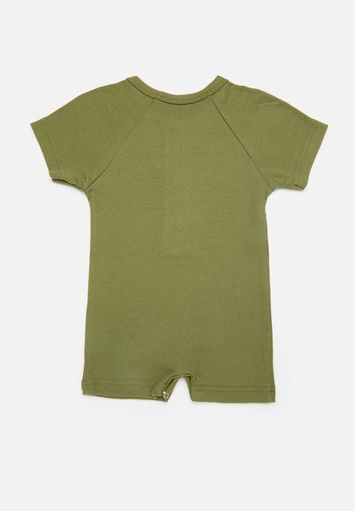 Pop Candy - Button down romper - olive green
