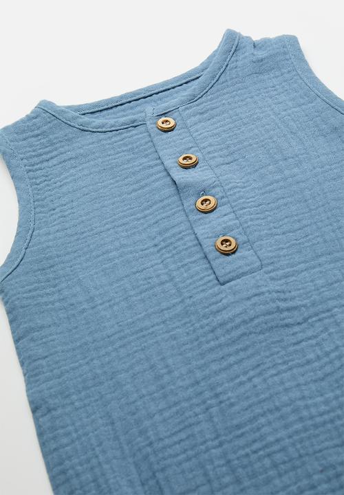 Pop Candy - Half button bodyvest - blue