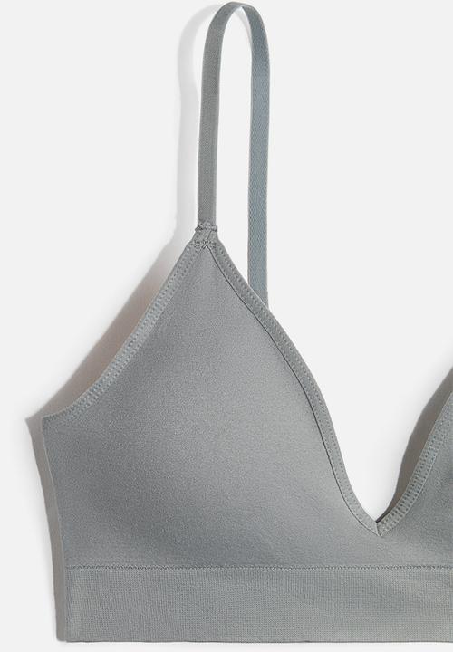 H&M - Seamless padded soft bra - grey & green