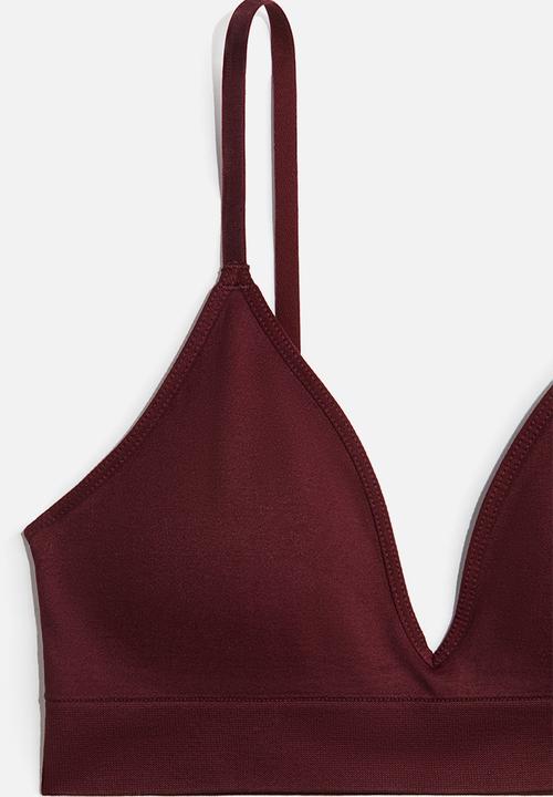 H&M - Seamless padded soft bra - burgundy 