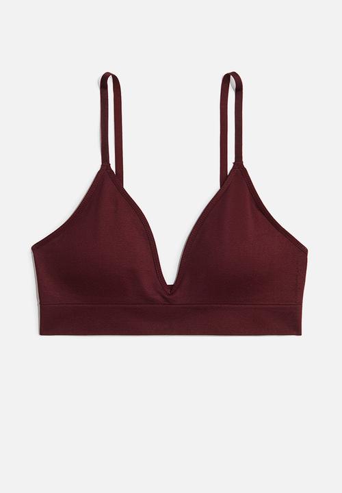 H&M - Seamless padded soft bra - burgundy 
