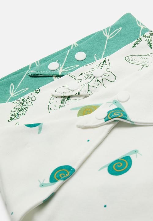 Pop Candy - 3 Pack printed bib set - green & white