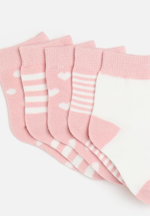 Pop Candy - 5 pack printed socks - pink/white