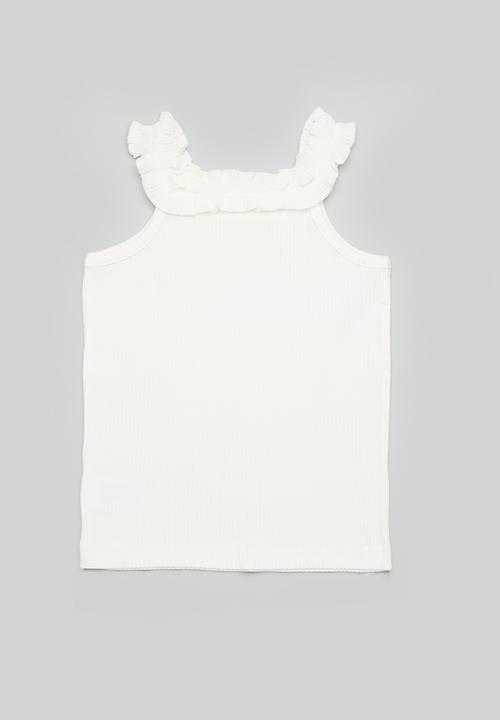 Pop Candy - Frilled collar tee-white