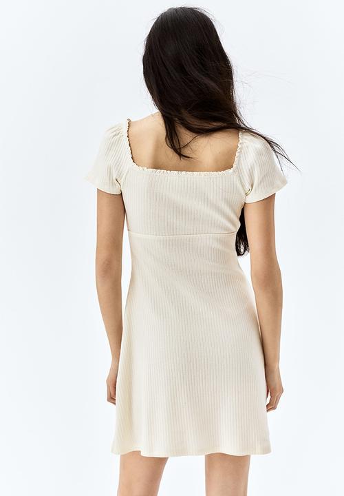 H&M - Lace-trimmed flared-skirt dress - cream