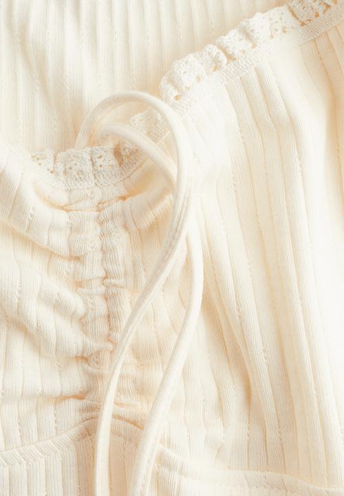 H&M - Lace-trimmed flared-skirt dress - cream