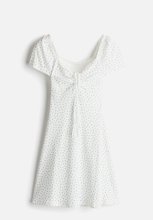 H&M - Lace-trimmed flared-skirt dress - cream floral