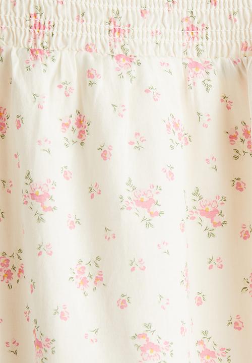 H&M - Puff-sleeved cotton dress - cream floral