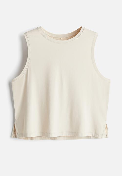 H&M - Boxy-style sports vest top with drymove™ - light beige
