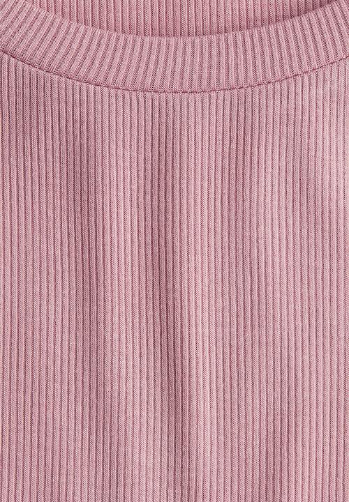 H&M - Lace-trimmed ribbed t-shirt - dusty pink