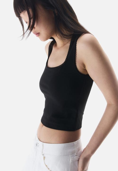 H&M - Picot-trimmed vest top - black