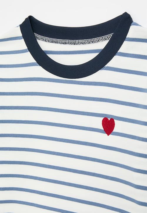 Pop Candy - Striped tee - white & blue