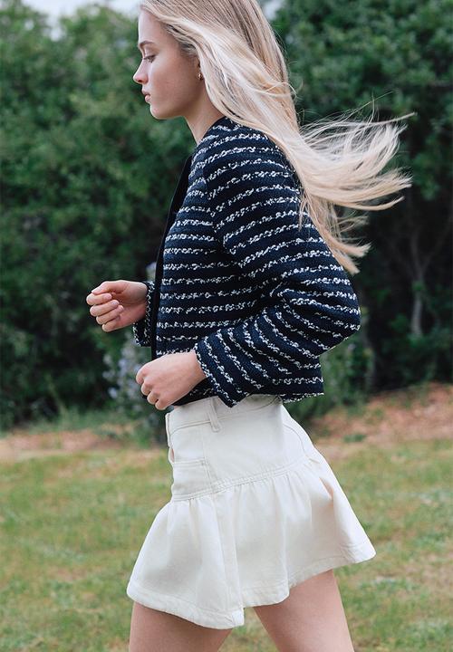 H&M - Textured-weave jacket - navy blue striped