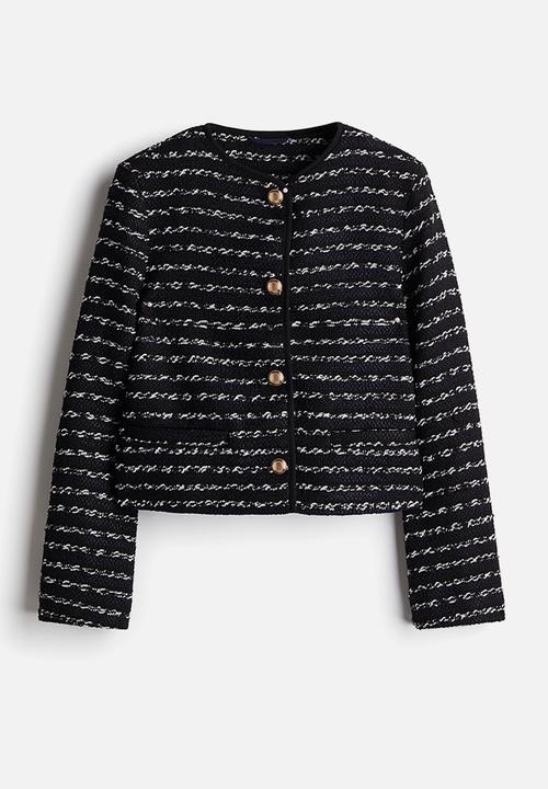 H&M - Textured-weave jacket - navy blue striped