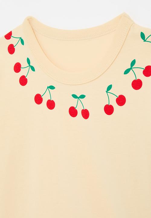 Pop Candy - Cherry print tee - ecru