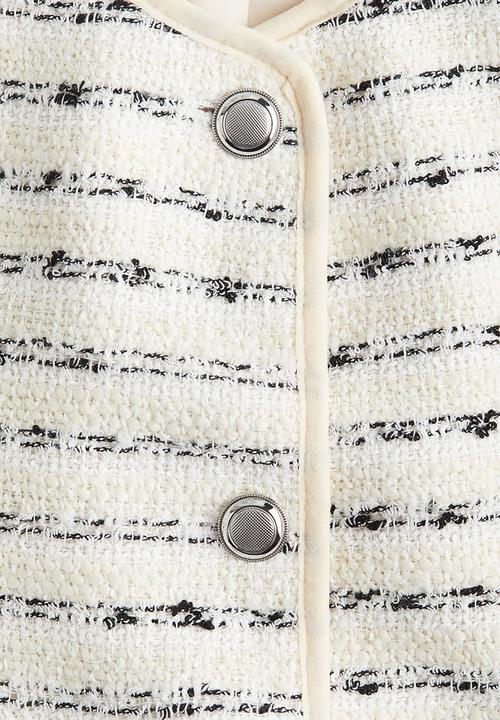 H&M - Textured-weave jacket - light beige striped