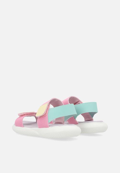 Pop Candy - Colour block twin strap sandals-multi