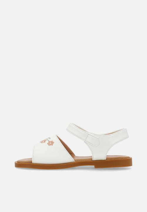 Pop Candy - Floral applique sandals - white