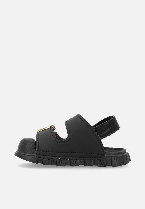 Pop Candy - Twin buckle strap sandals-black