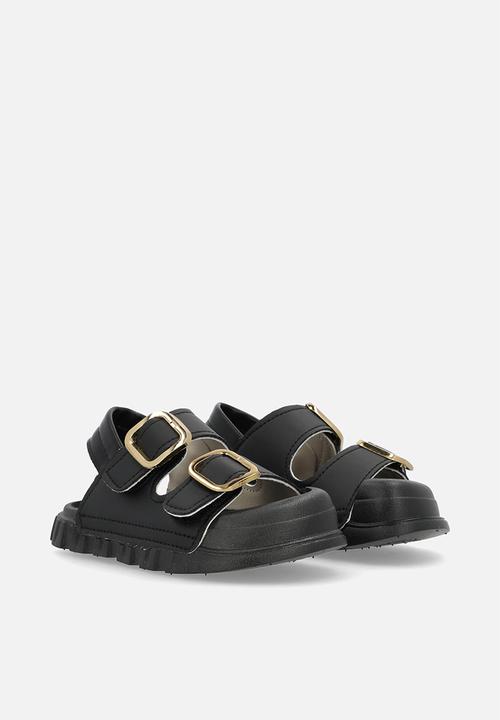 Pop Candy - Twin buckle strap sandals-black