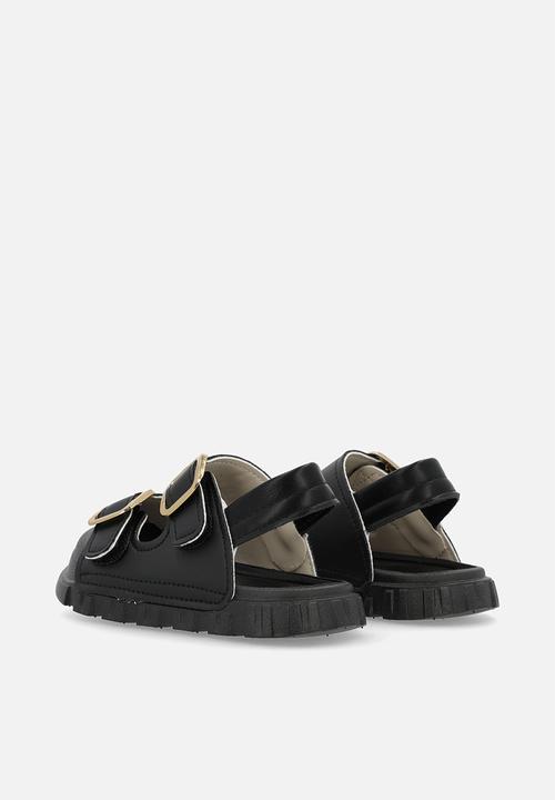 Pop Candy - Twin buckle strap sandals-black