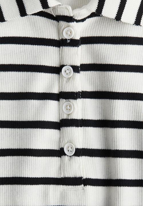 H&M - Ribbed polo shirt - white striped
