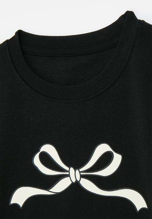 Pop Candy - Bow print tee-black