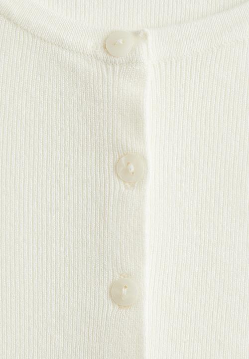 H&M - Short-sleeved fine-knit cardigan - cream 
