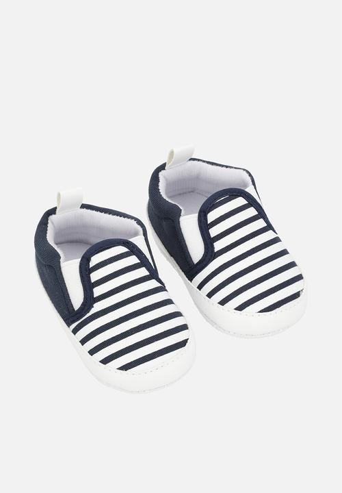 Pop Candy - Striped slip on sneakers - blue & white