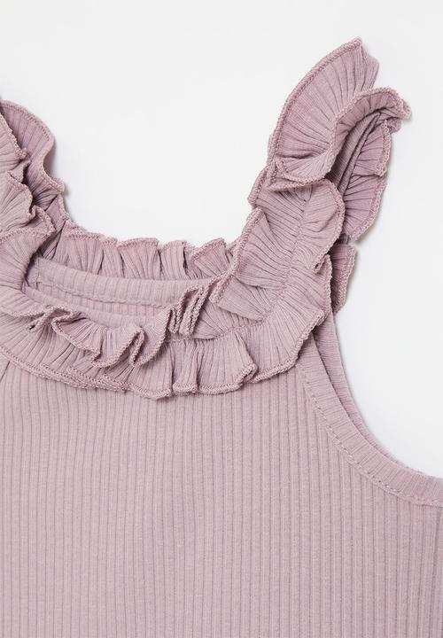 Pop Candy - Frilled collar tee - lilac
