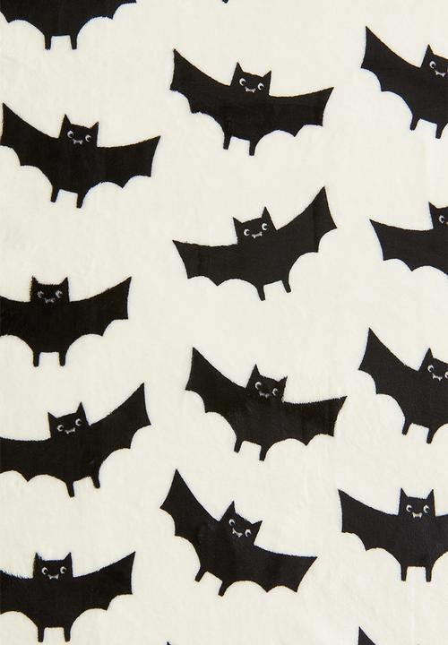 H&M - Patterned fleece blanket - white bats