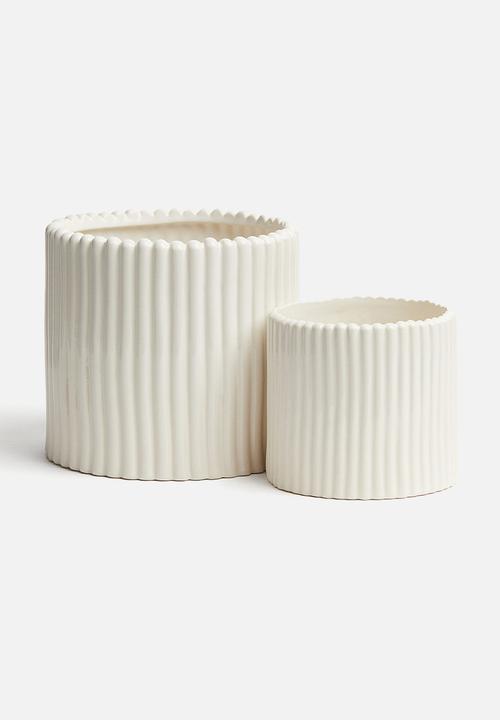H&M - Large stoneware plant pot - white
