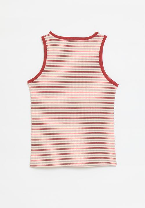 Pop Candy - Striped tank top - red & white