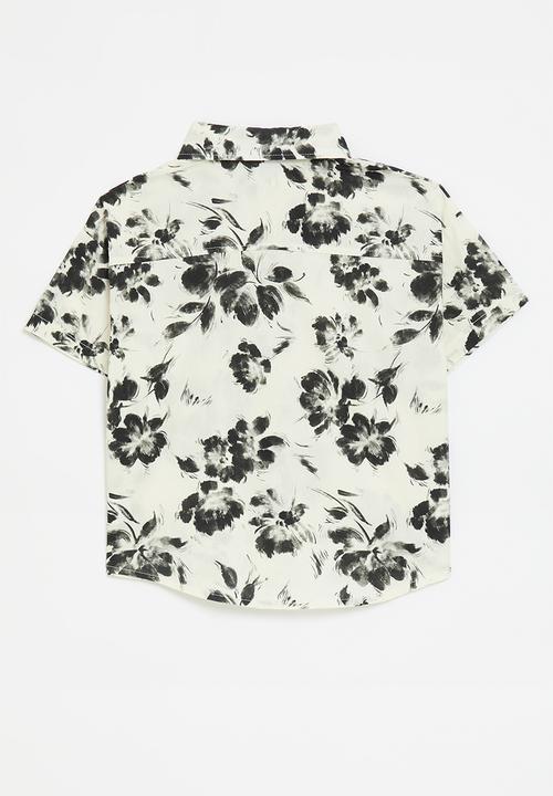 Pop Candy - Tie dye button down shirt - ecru & black