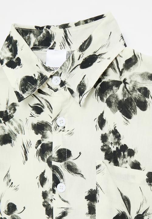 Pop Candy - Tie dye button down shirt - ecru & black
