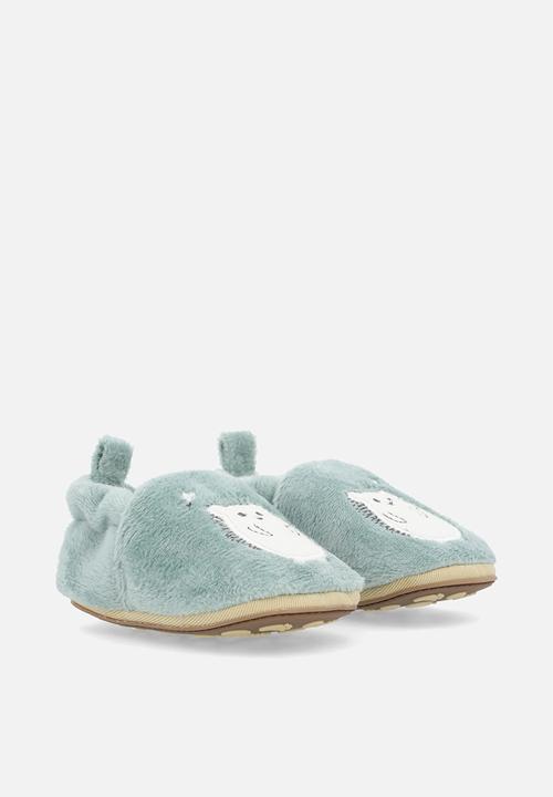 Pop Candy - Bear applique slippers - sage green