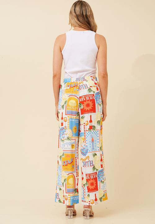 Izabel London - Wide Leg Printed Pant - multi