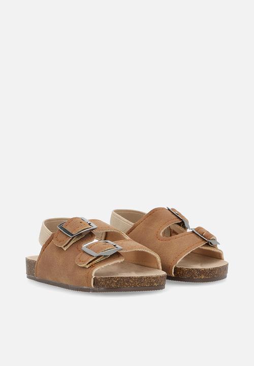 Pop Candy - Twin buckle strap sandals - brown