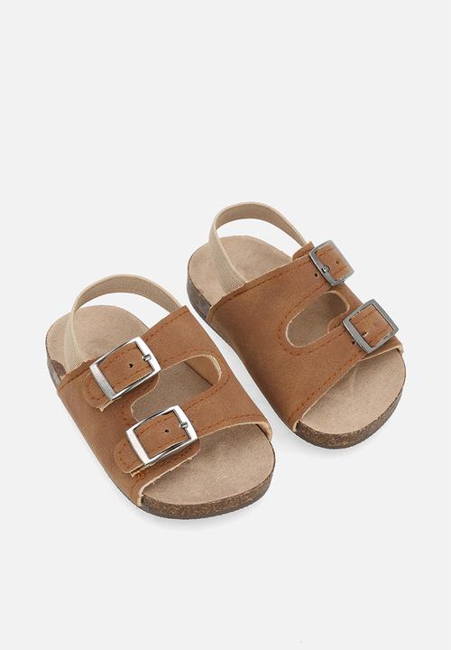 Pop Candy - Twin buckle strap sandals - brown