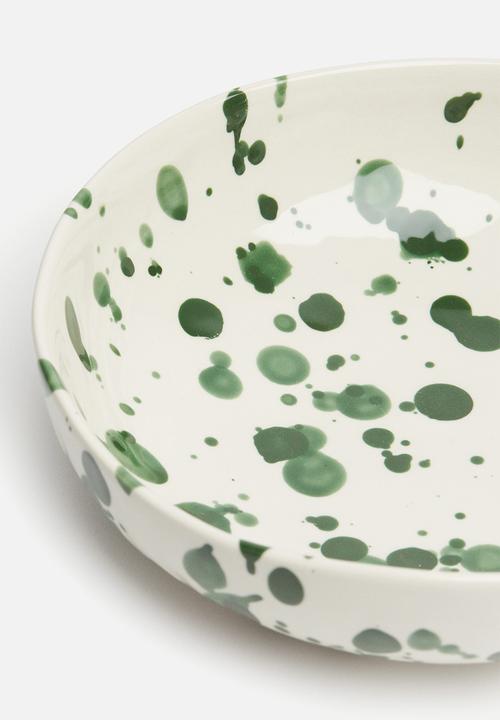 H&M - Stoneware serving dish - green spotted
