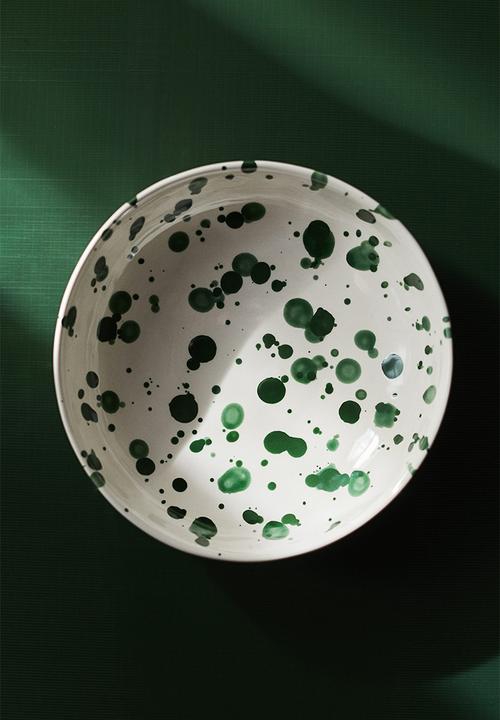H&M - Stoneware serving dish - green spotted