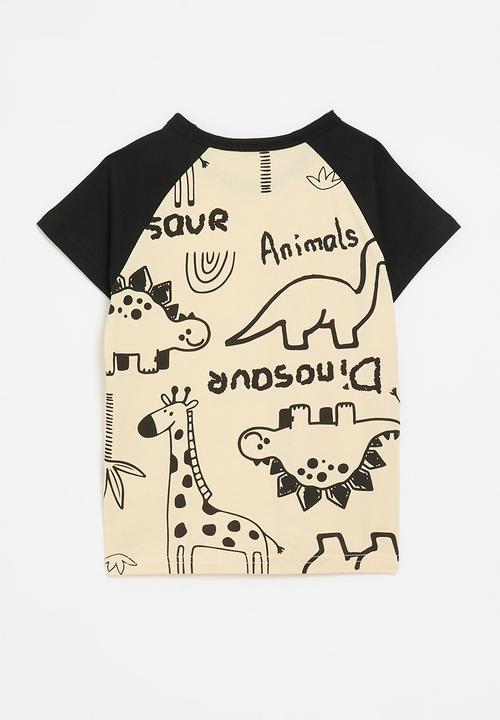 Pop Candy - Printed contrast tee - black/beige/multi