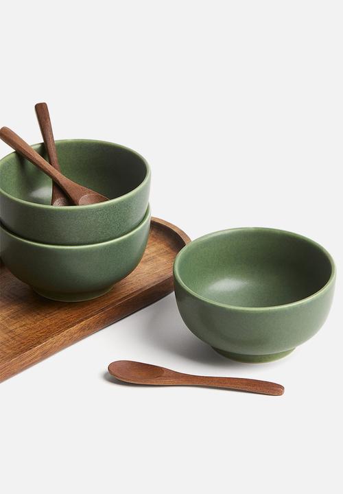 H&M - 3 pack stoneware serving bowls - green