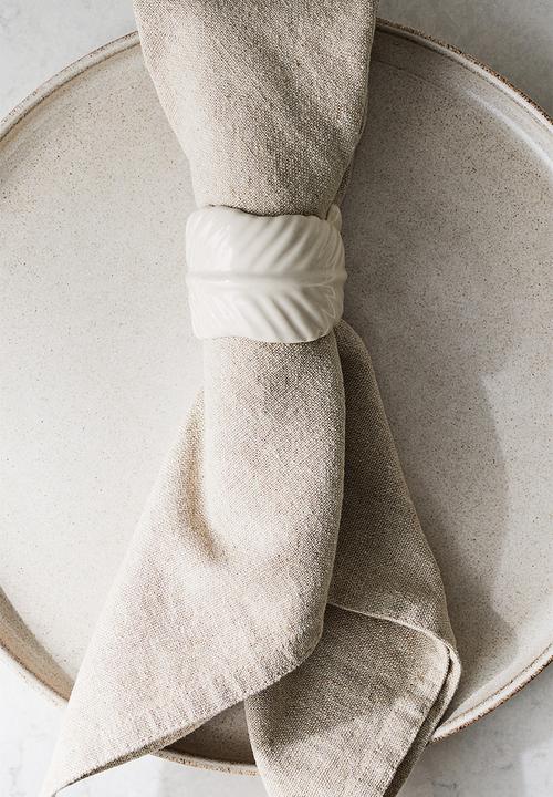 H&M - 2 pack stoneware napkin rings - light beige