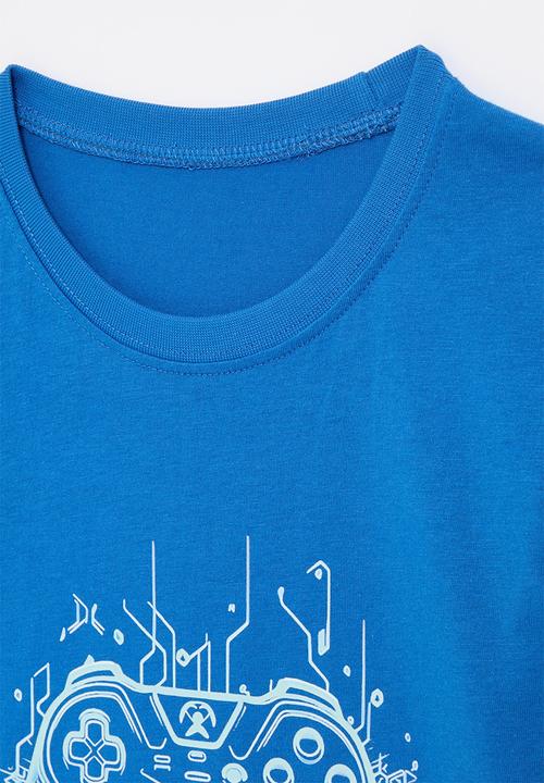 Pop Candy - Printed crew neck tee-blue