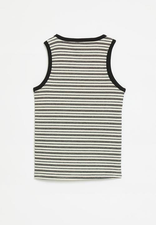 Pop Candy - Striped tank top - black & white
