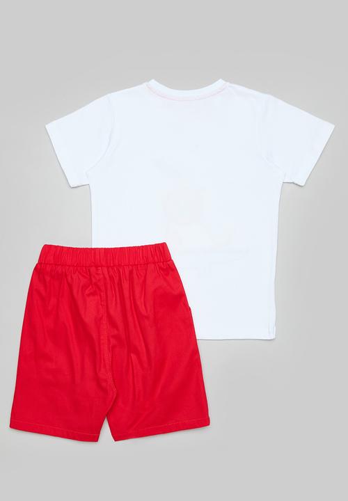 Pop Candy - Placement print tee & shorts - white/red/multi