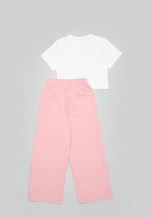 Pop Candy - Tee & pants set-pink & white