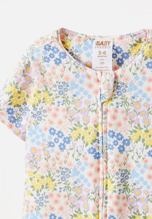 Cotton On - The short sleeve zip romper - vanilla/mimi ditsy