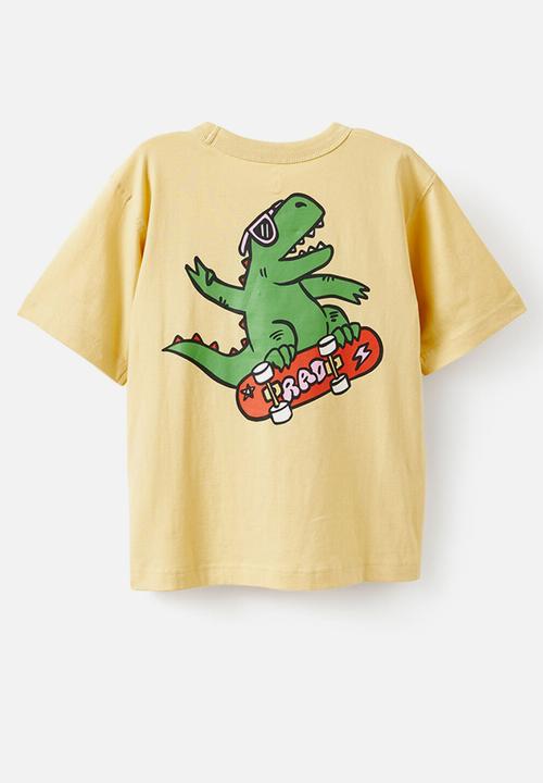 Cotton On - Jonny Short Sleeve Graphic Print Tee - Pansy/Dino Skate Rad